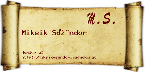 Miksik Sándor névjegykártya